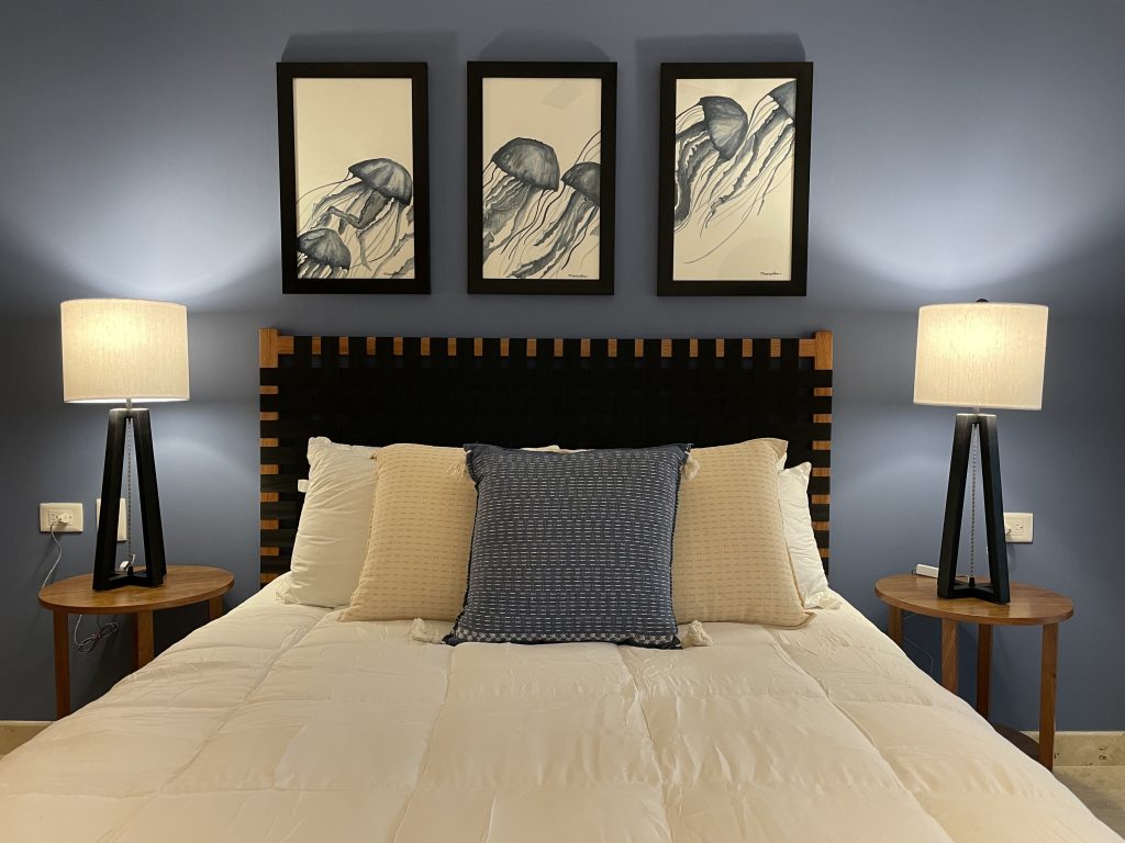 Bedroom furnished by Homiture — rental-ready unit in the Riviera Maya