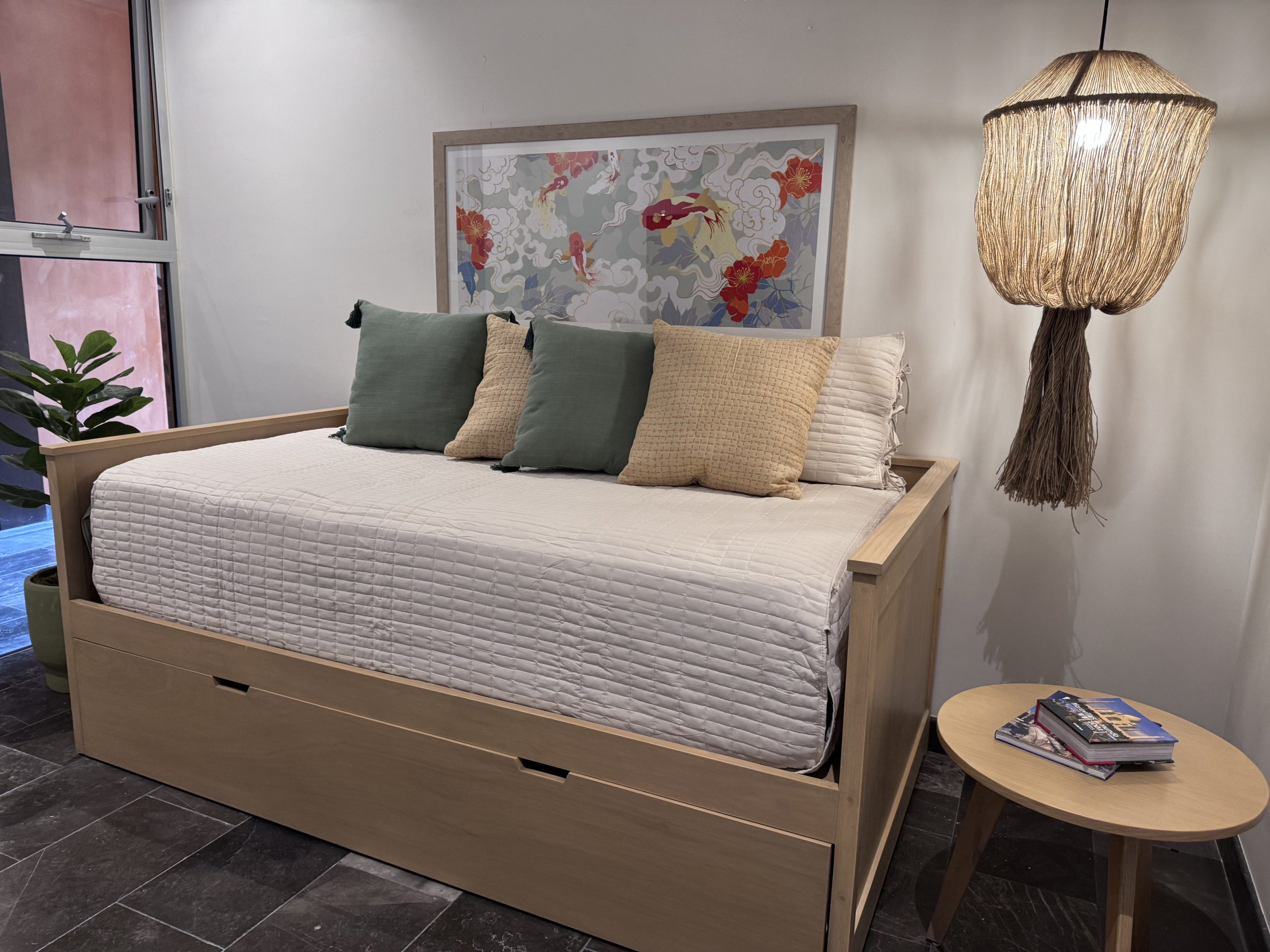Bedroom furnished by Homiture — rental-ready unit in the Riviera Maya