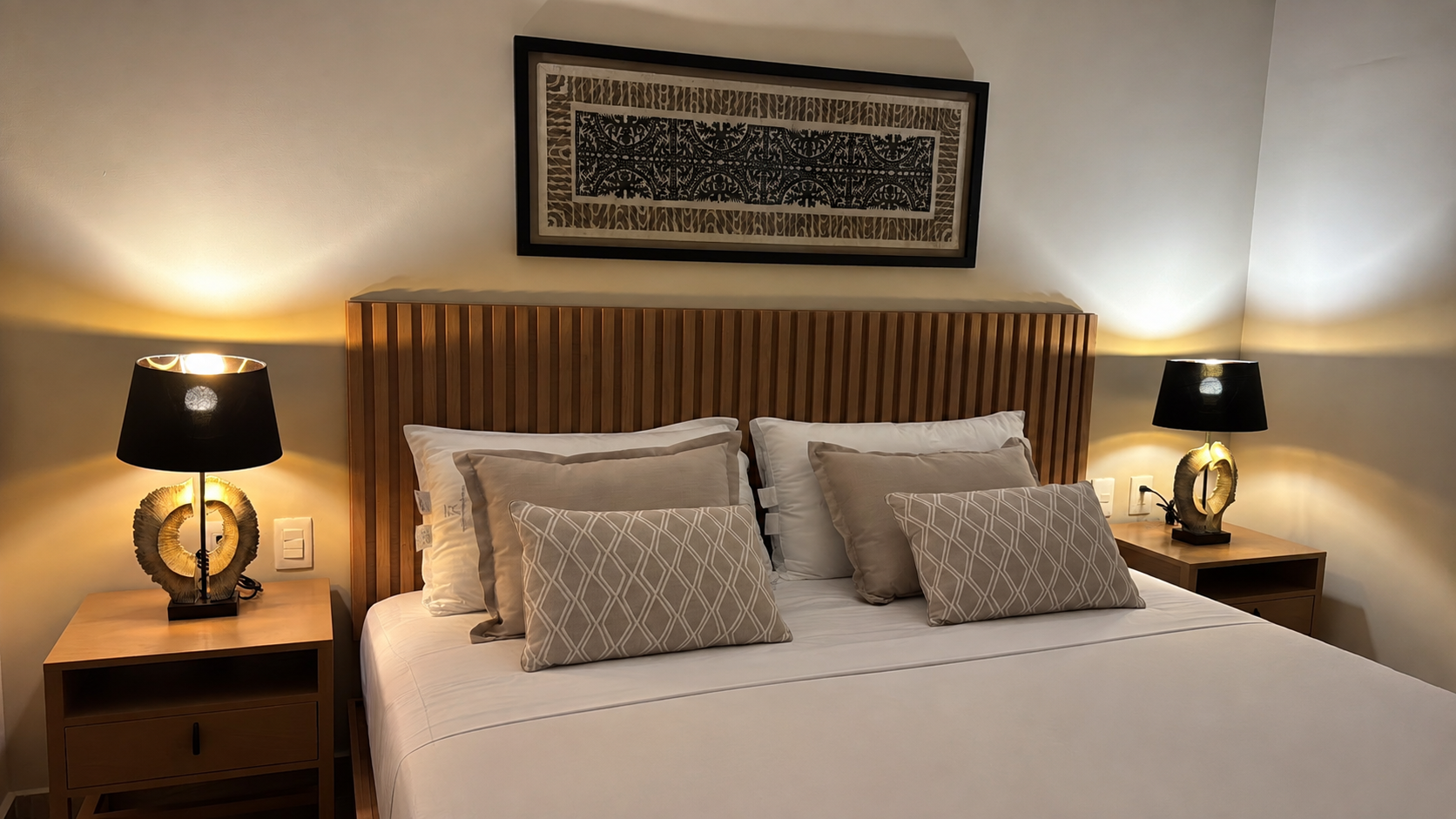 Bedroom furnished by Homiture — rental-ready unit in the Riviera Maya