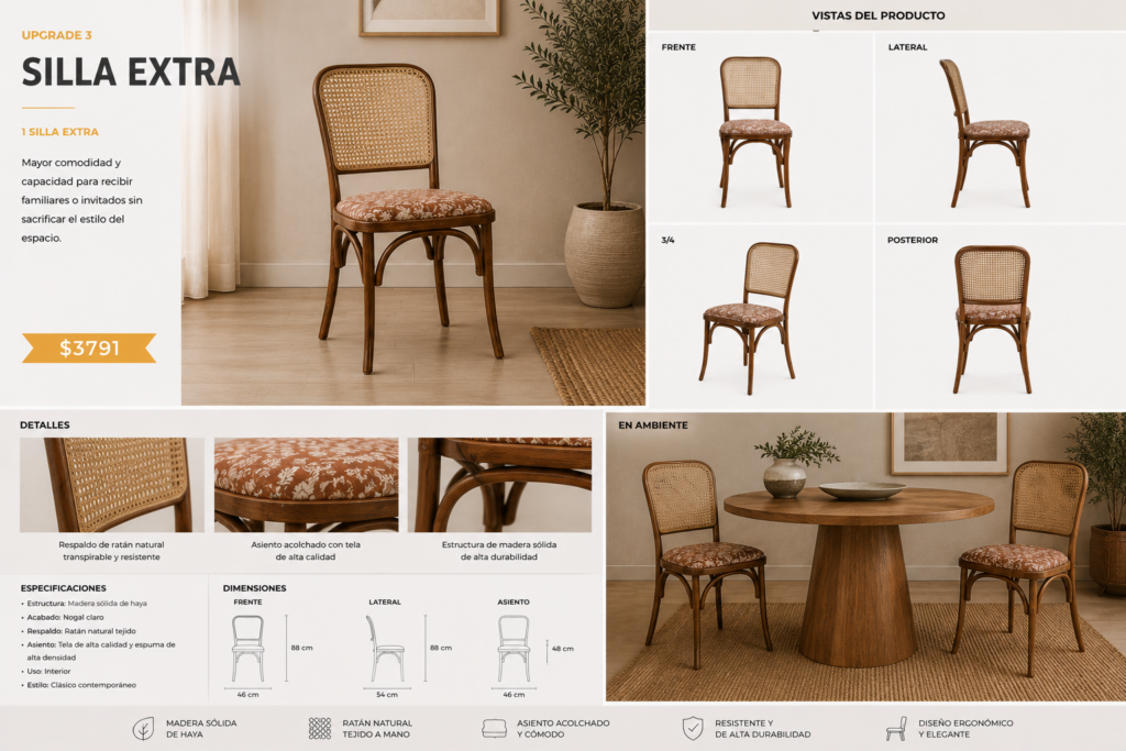 Silla extra, respaldo de rejilla