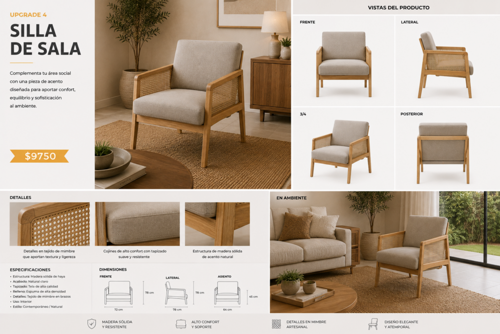 Silla de sala con rejilla