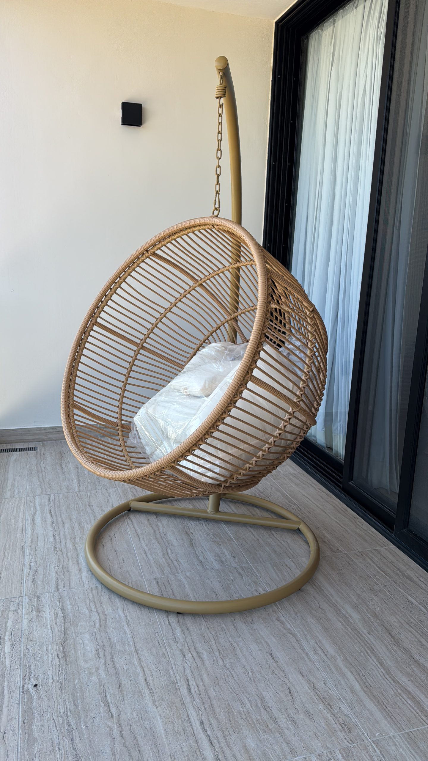 Terrace furnished by Homiture — rental-ready unit in the Riviera Maya